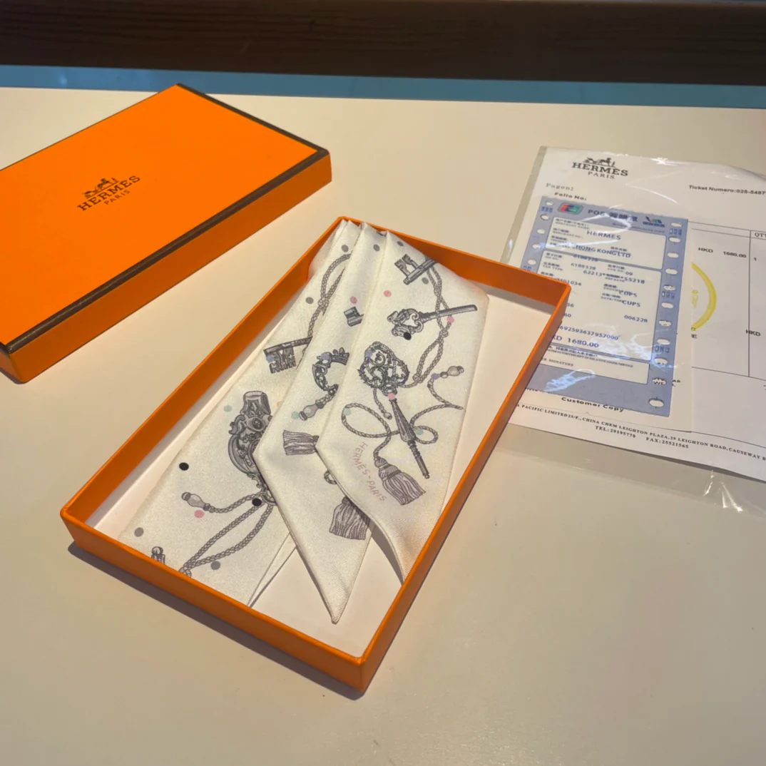 Шарф-слип Hermes Twilly Polka Dot Key - 5-86 см, 100% шелковый твил, двусторонний