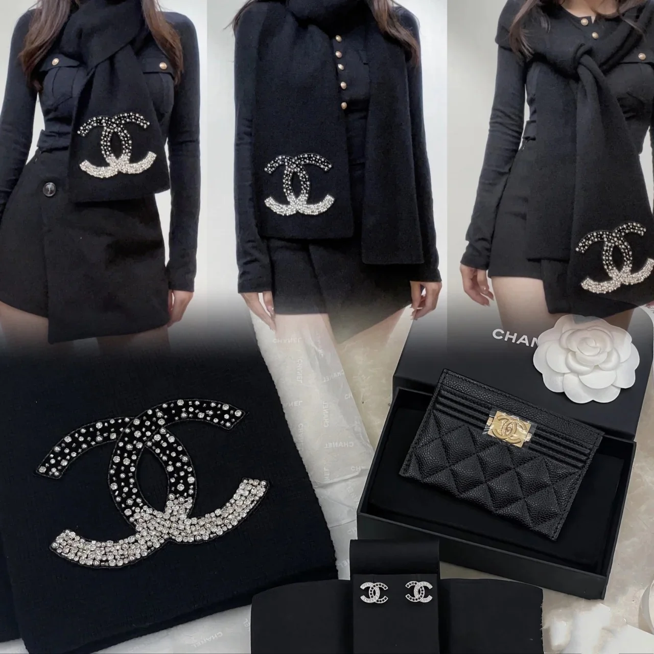 Chanel 22a Hidden Collection - Кашемировый шарф ручной работы, украшенный бриллиантами.