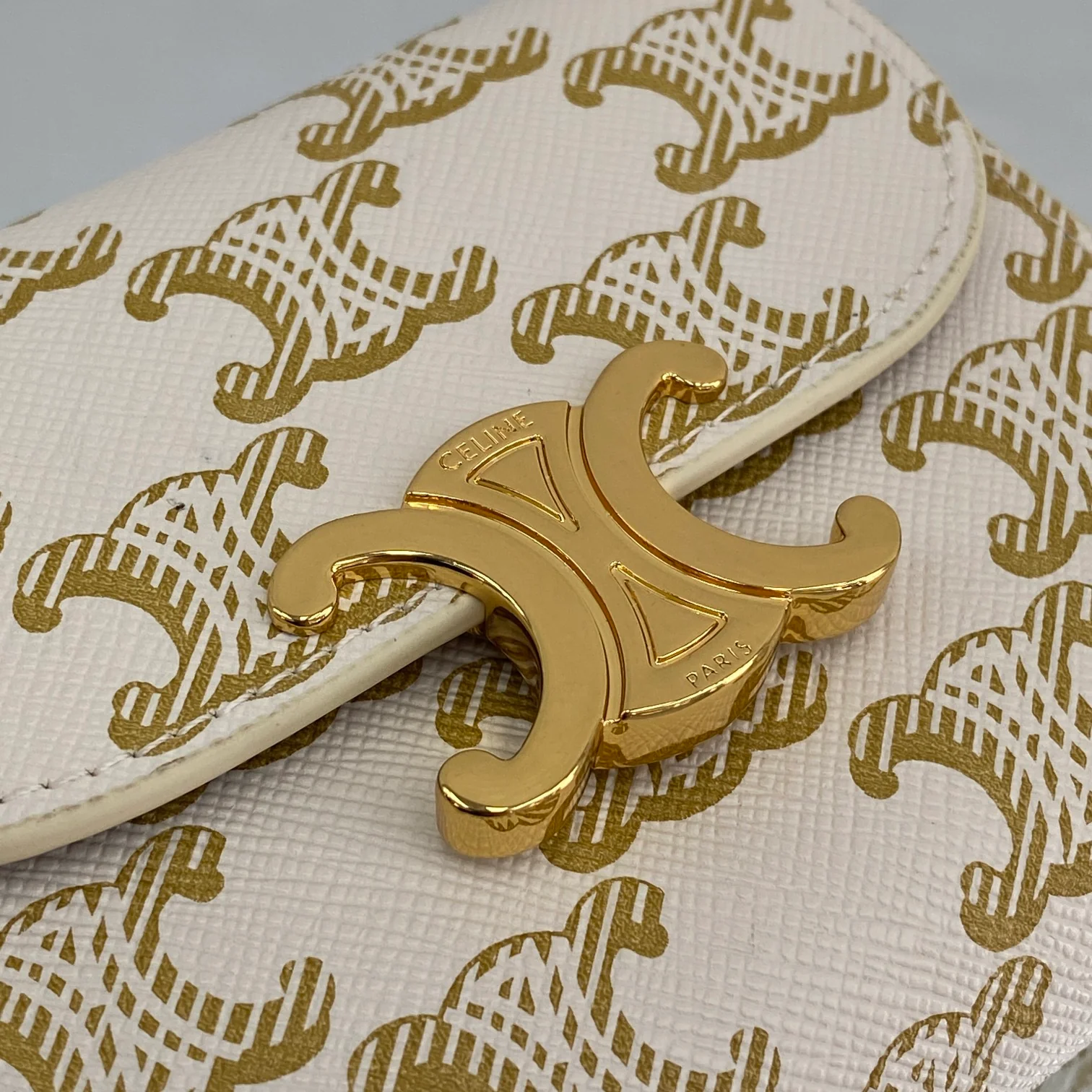 Celine-TRIOMPHE 翻盖卡包钱包 老花白