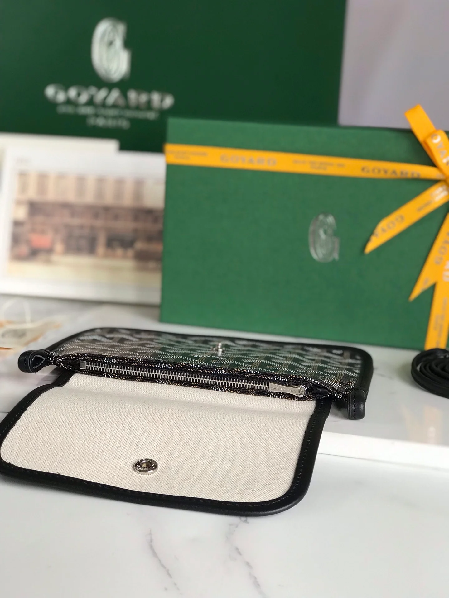 Плоская трехслойная сумка Goyard Plumet Series - черная