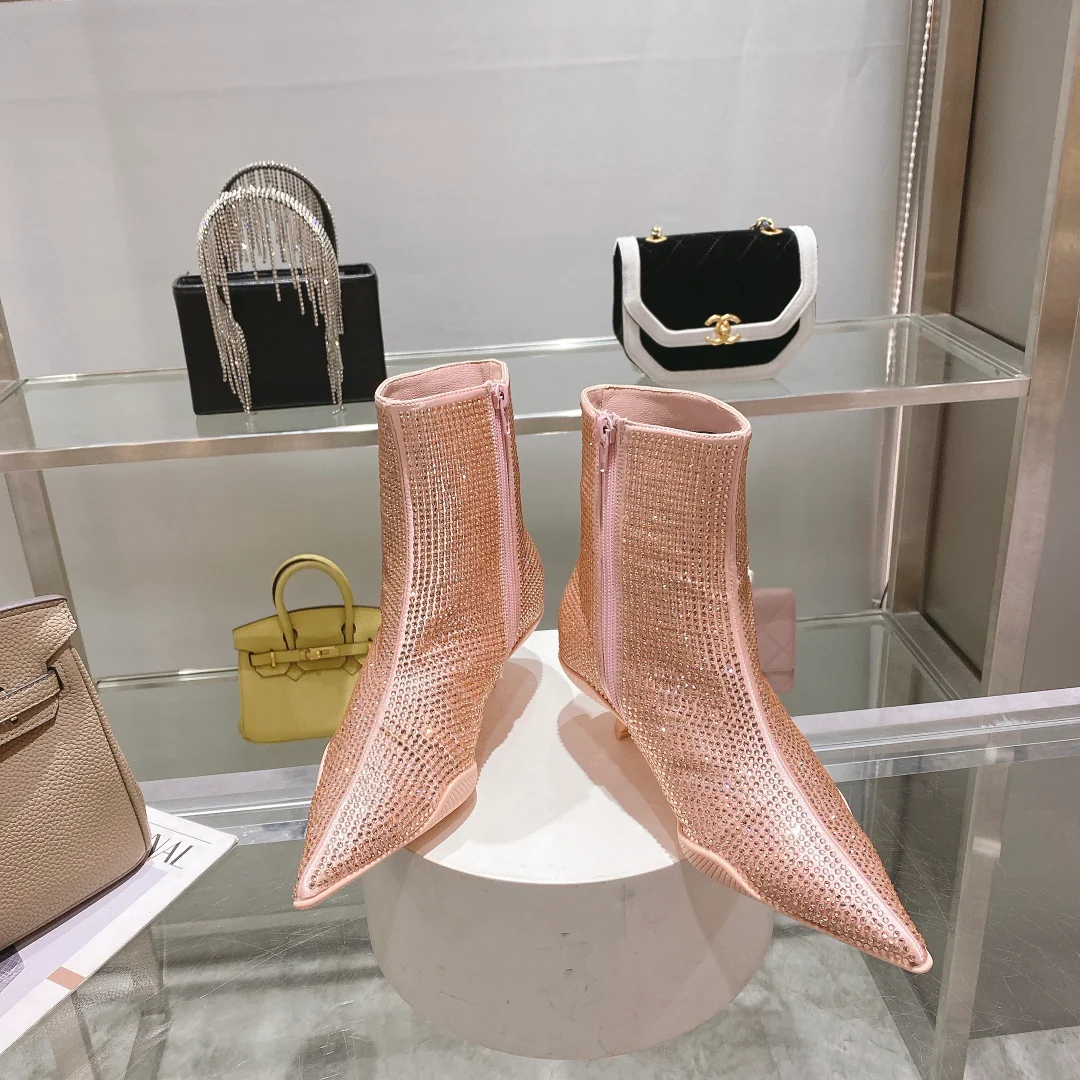 Ботильоны Prada с острым носком - розовые