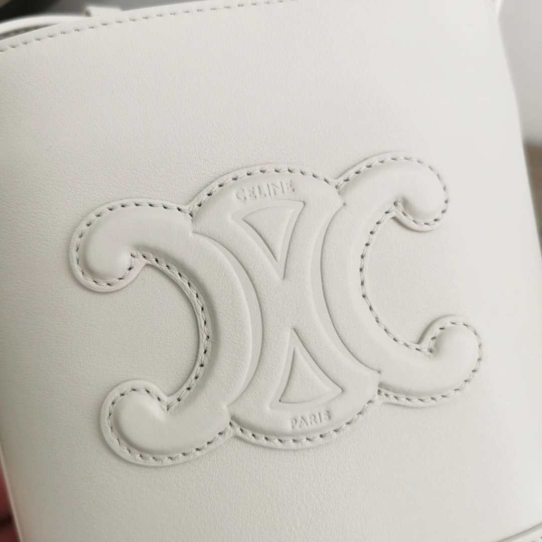 Сумка-ведро Celine с тиснением - Мини - Белая