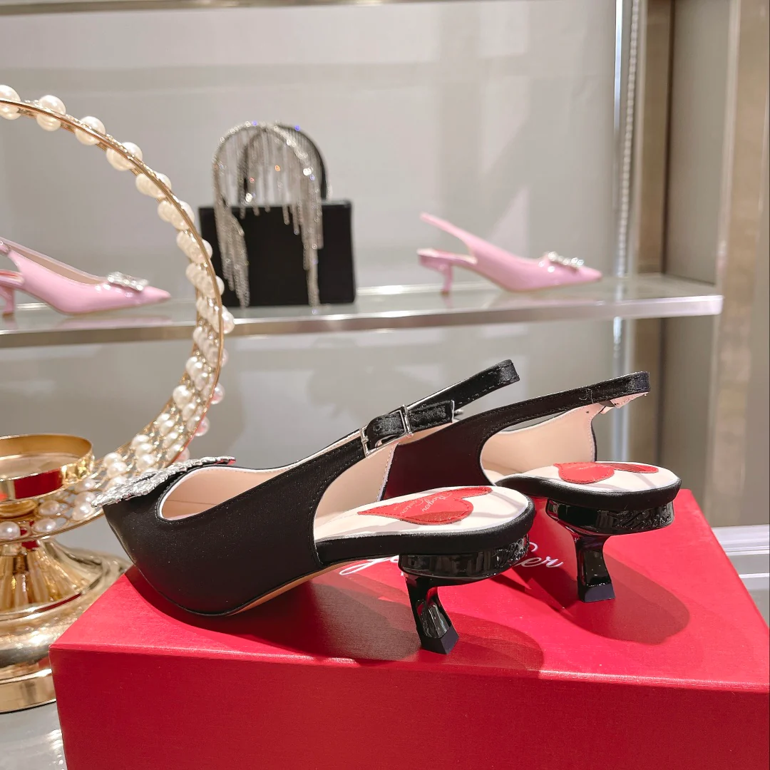 Обувь RV Shoes - Новинка ранней весны 2023 года - Туфли на низком каблуке с острым носком из натуральной кожи - Черные