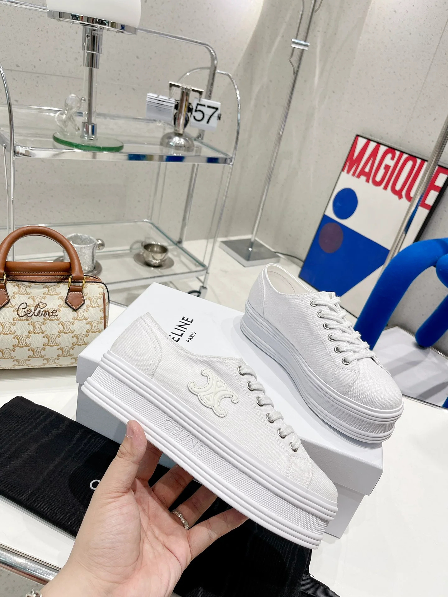 Celine - Белые парусиновые туфли на платформе