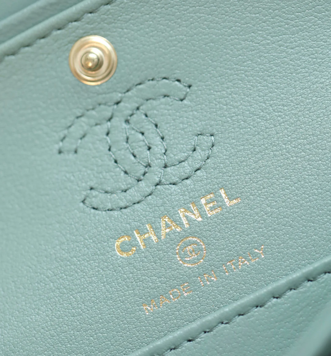 Подвеска Chanel 25a (CF) - Серо-голубая мини-версия - Светло-золотистая пряжка