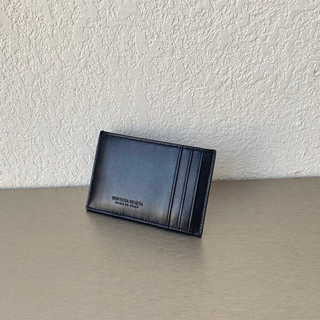 BV-小格子 卡包 小羊皮 11.5x7.5cm 亮皮黑