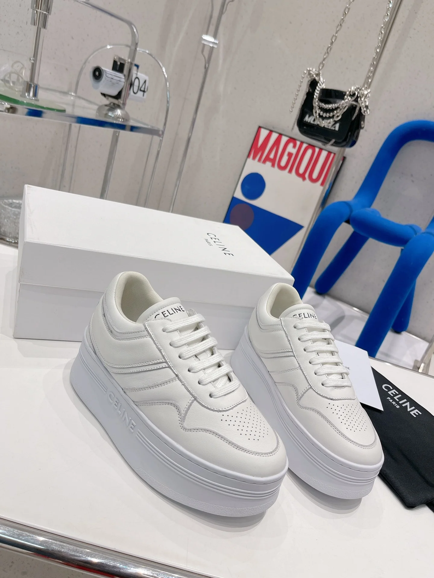 Белые кроссовки на платформе Celine - повседневная обувь, спортивная обувь - 1
