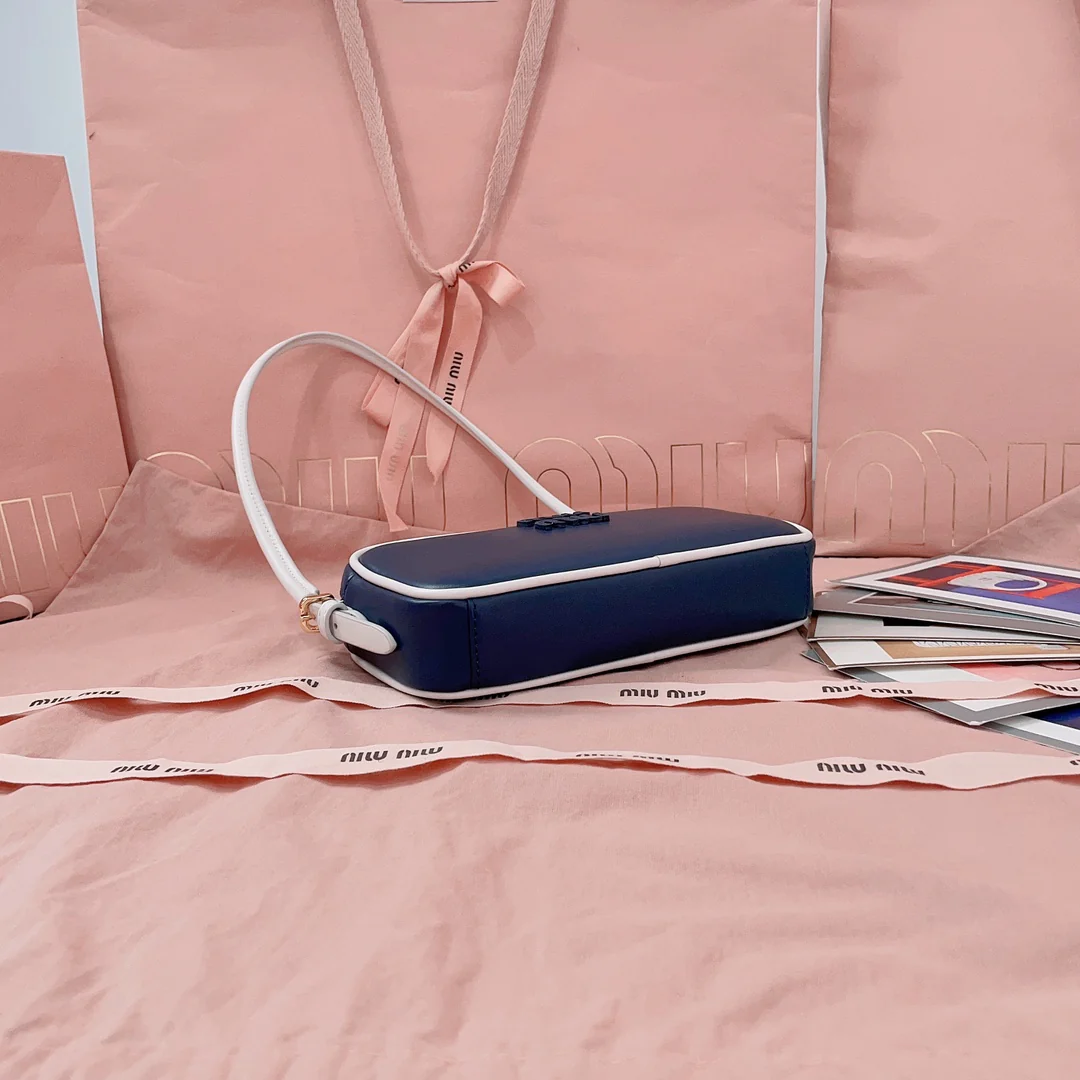 Сумка для маджонга Miu Miu-5ne024 из телячьей кожи, синяя.