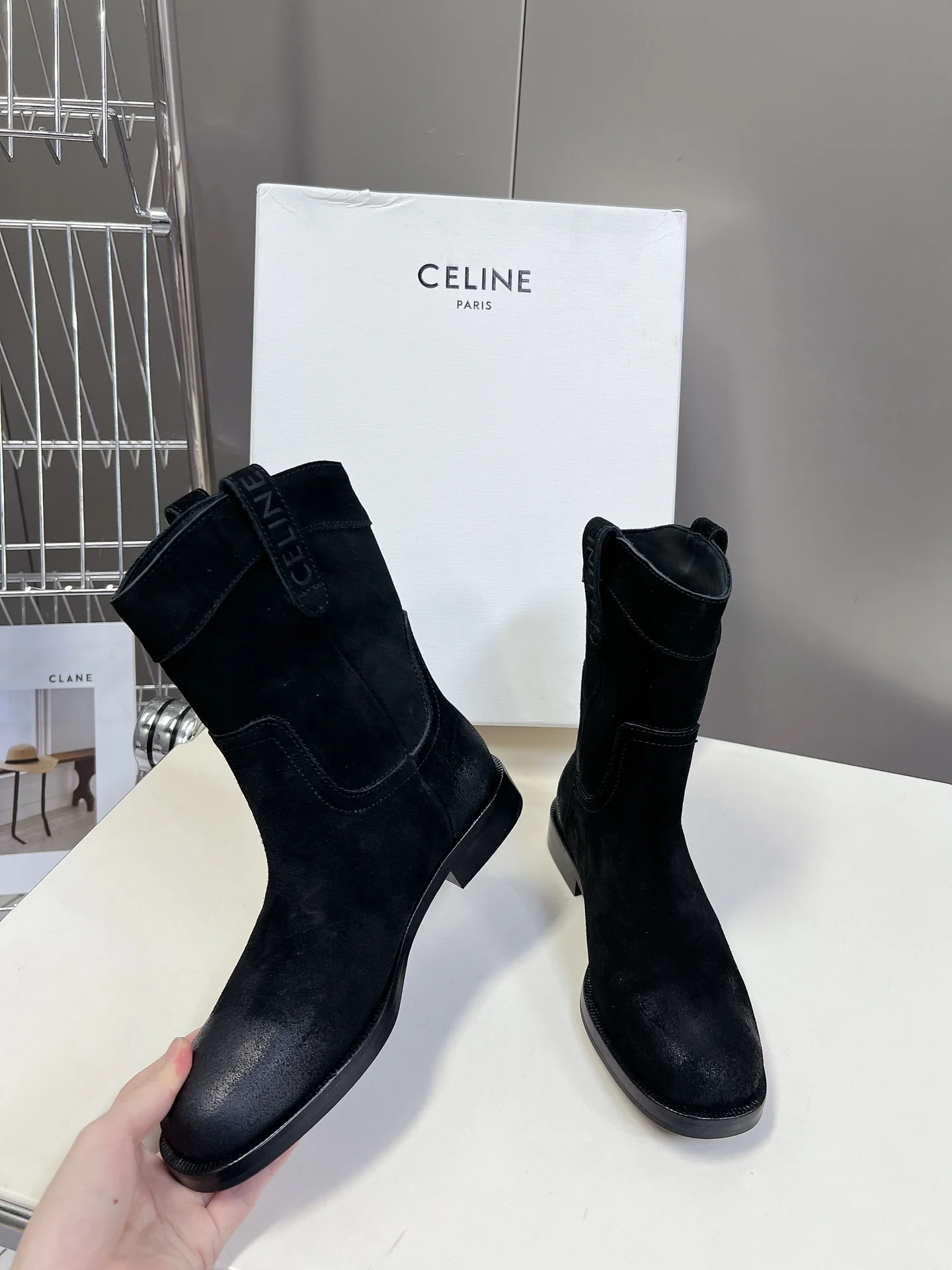 Ботильоны Celine 2024 из денима - черные