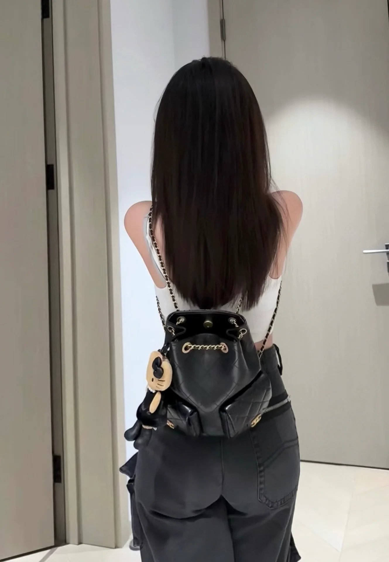 Рюкзак Chanel 25c на завязках - черный