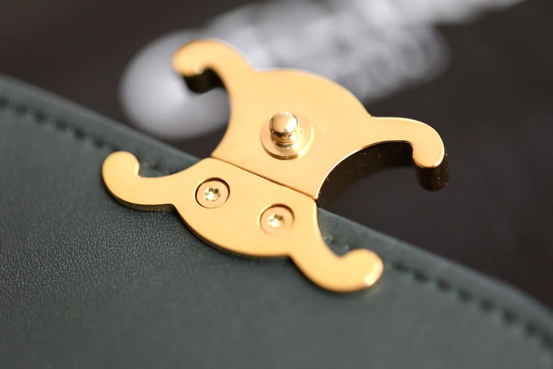 Маленький глянцевый кошелек Triomphe с клапаном из овечьей кожи - темно-зеленый