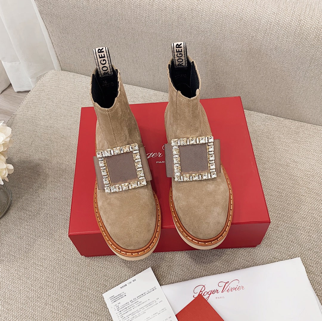 RV Shoes - 22ss - Ботильоны с пряжкой и стразами - Абрикосовый цвет