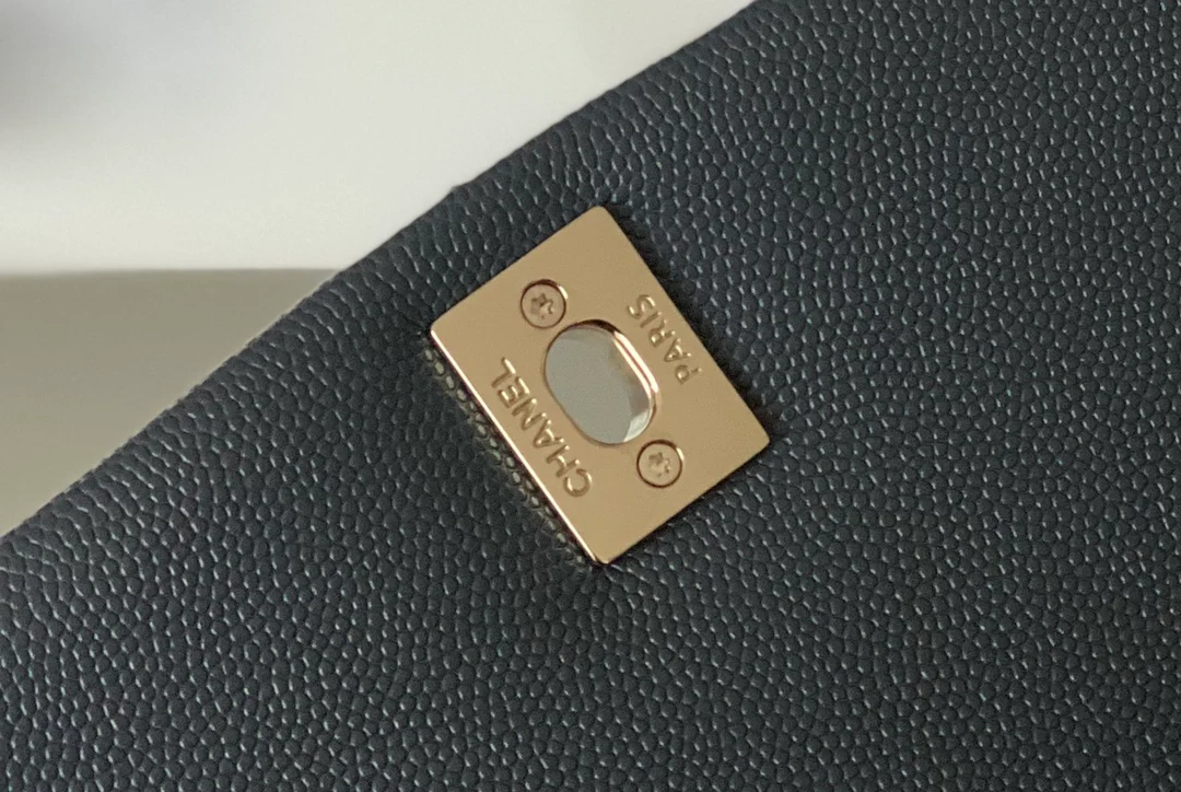 Chanel Coco Handle Small Grey Champagne with Gold Pull