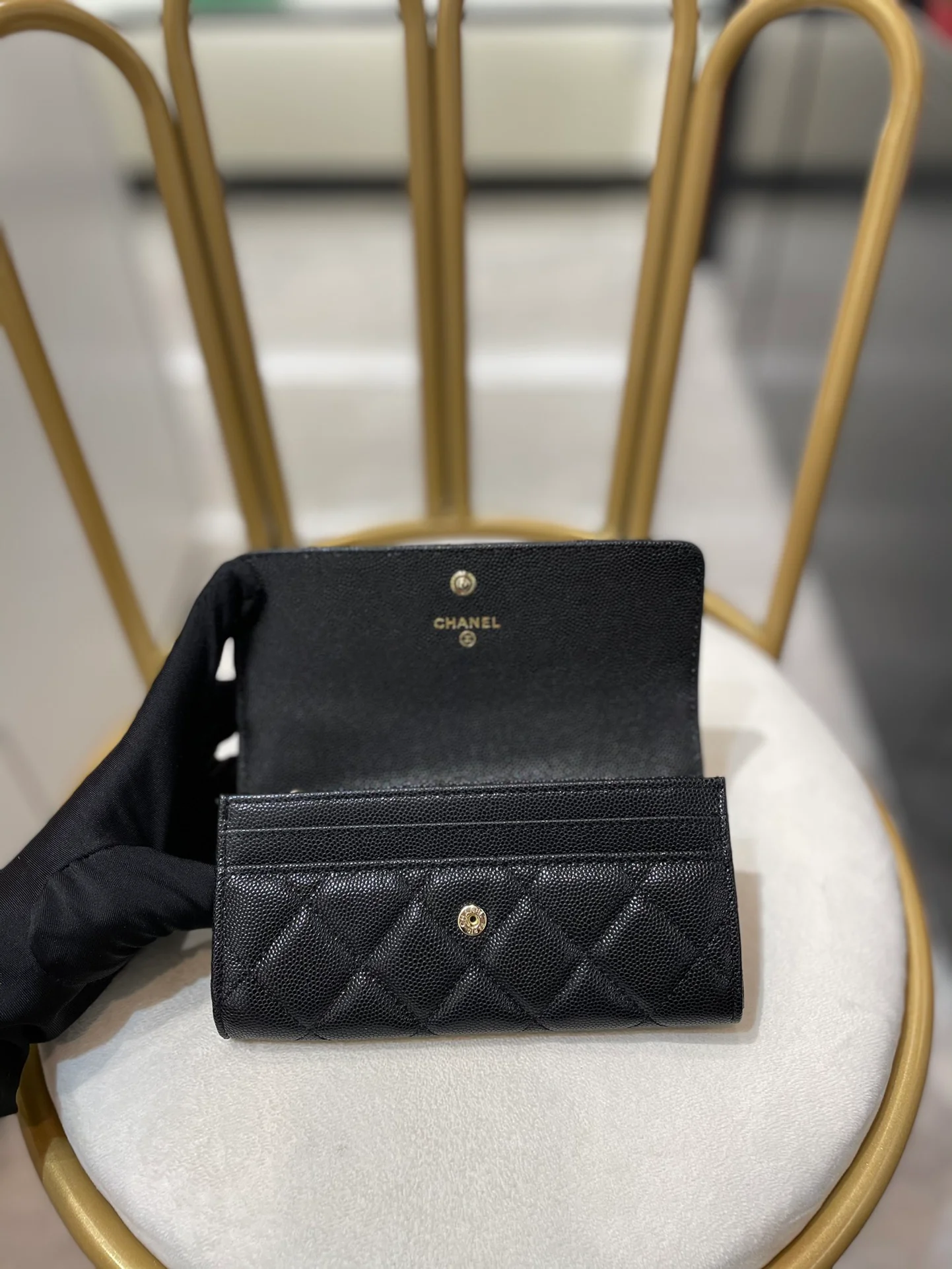 Chanel-双拼宝石双C 翻盖长夹