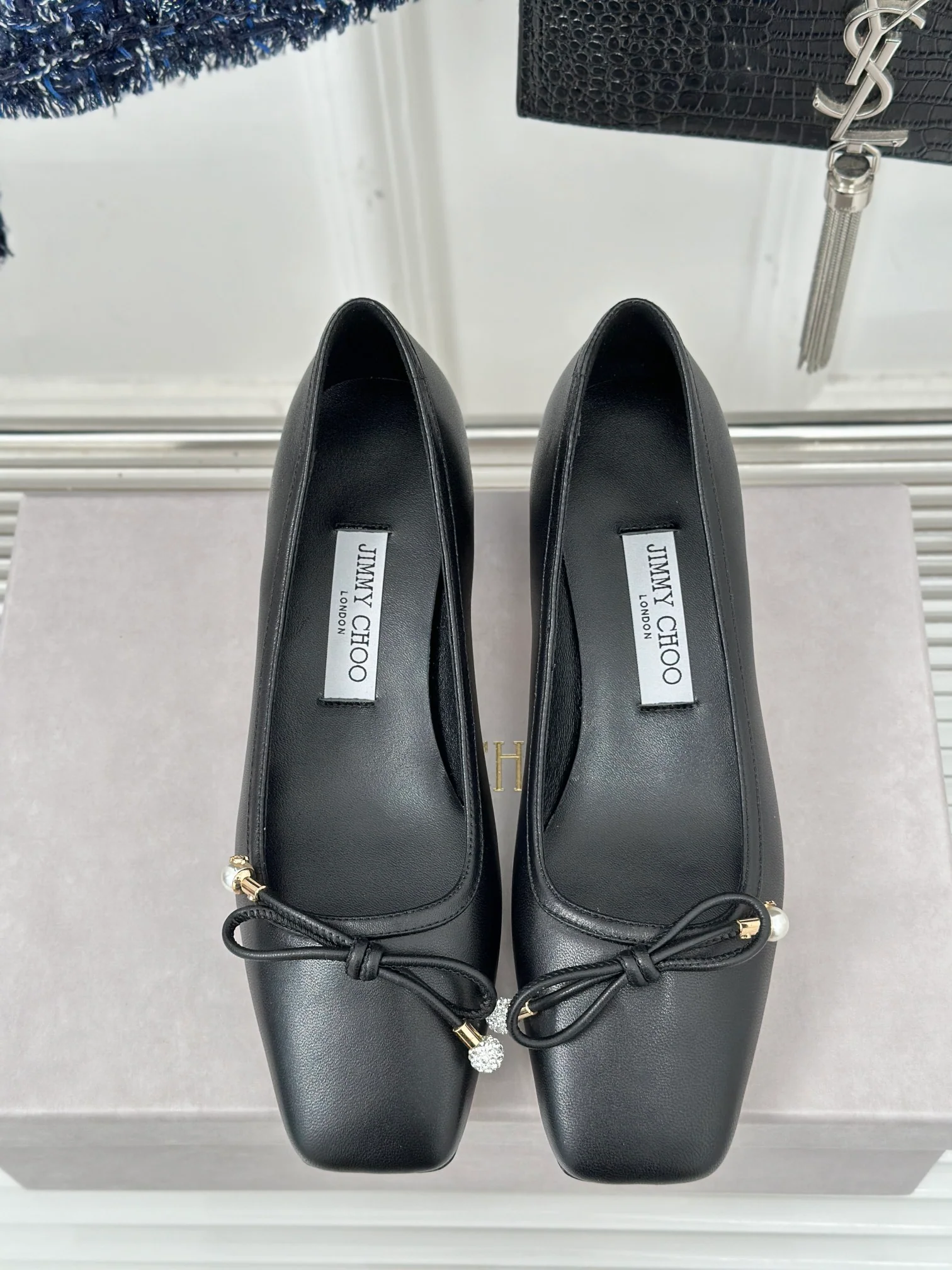 JC - Балетки с квадратным носком, модель 2024 - Черные