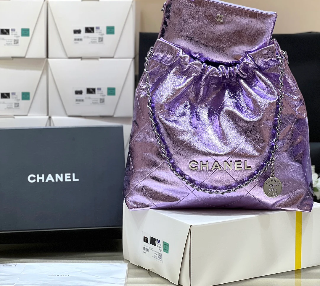 Сумка Chanel 25c 22 - металлизированная кожа - фиолетовая