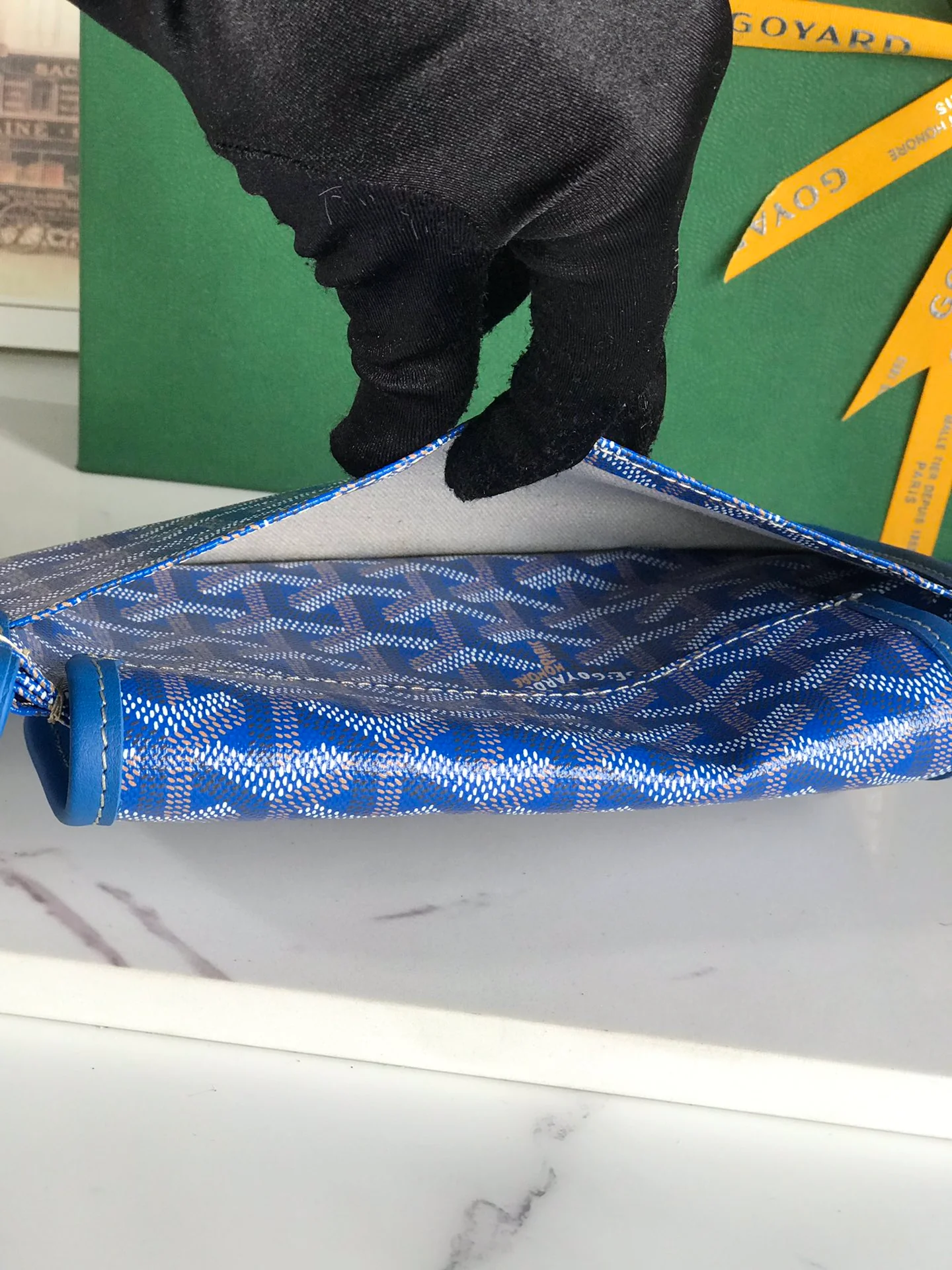 Плоская трехслойная сумка Goyard Plumet Series - синяя