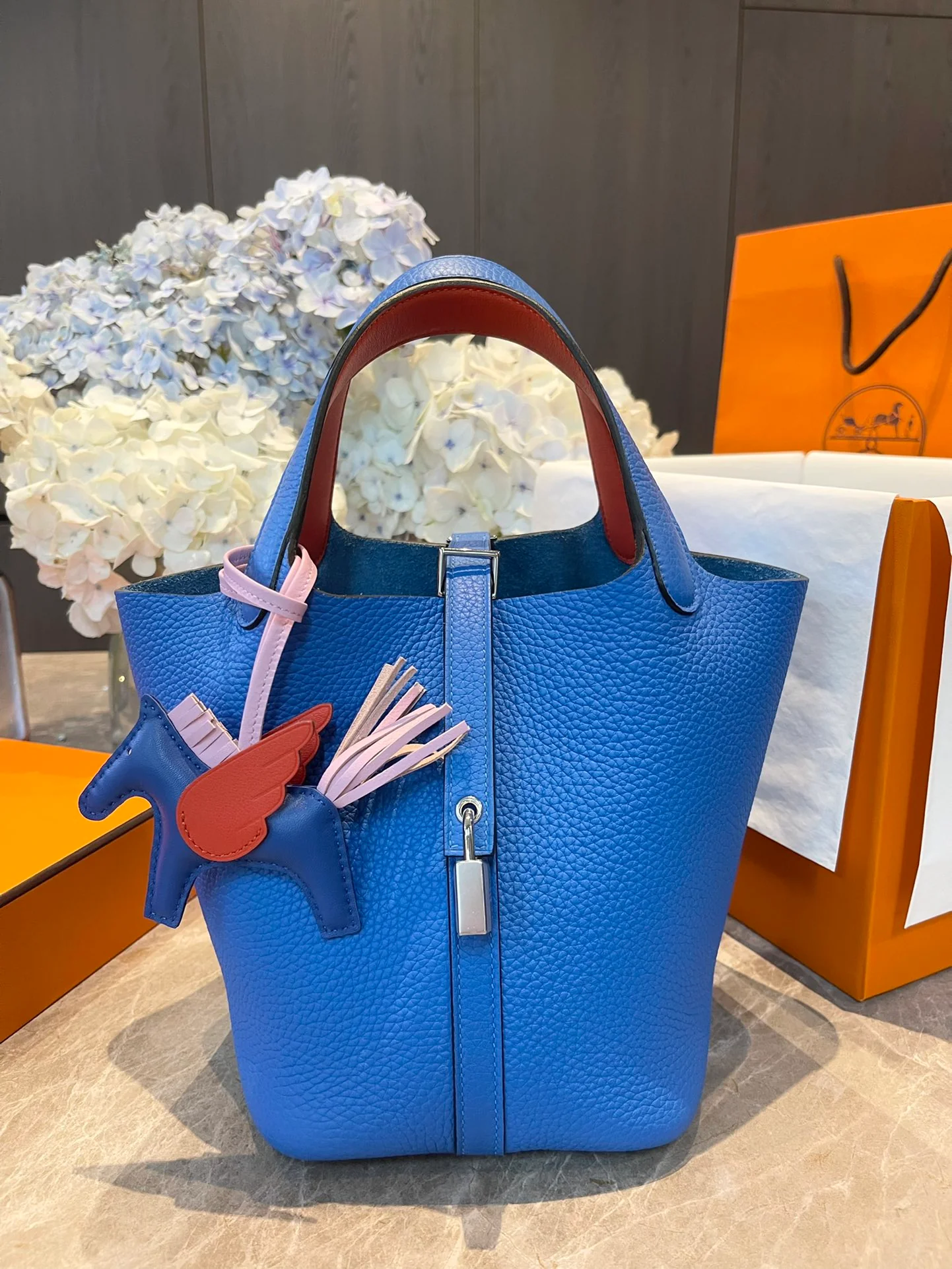 Hermes-picotin-18-tc-0f Frida Blue with Mexican Pink - Silver Pulle