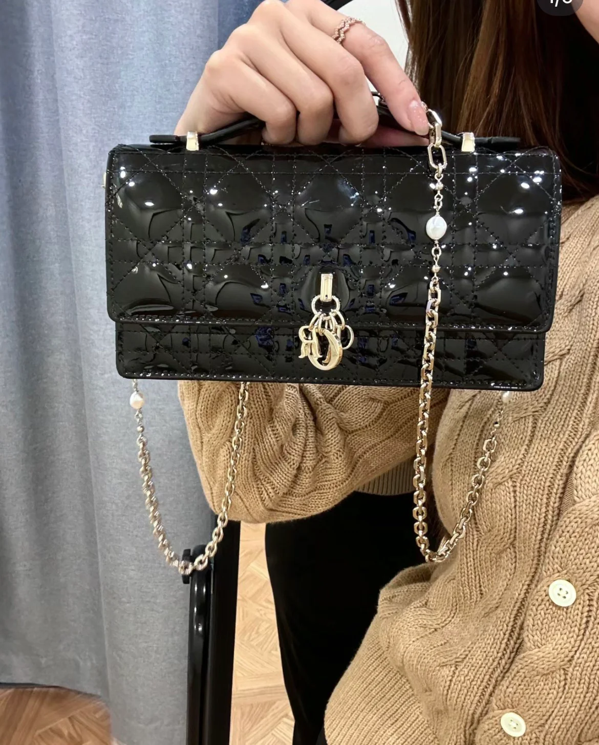 Клатч Dior Ladyd в глянцево-черном цвете