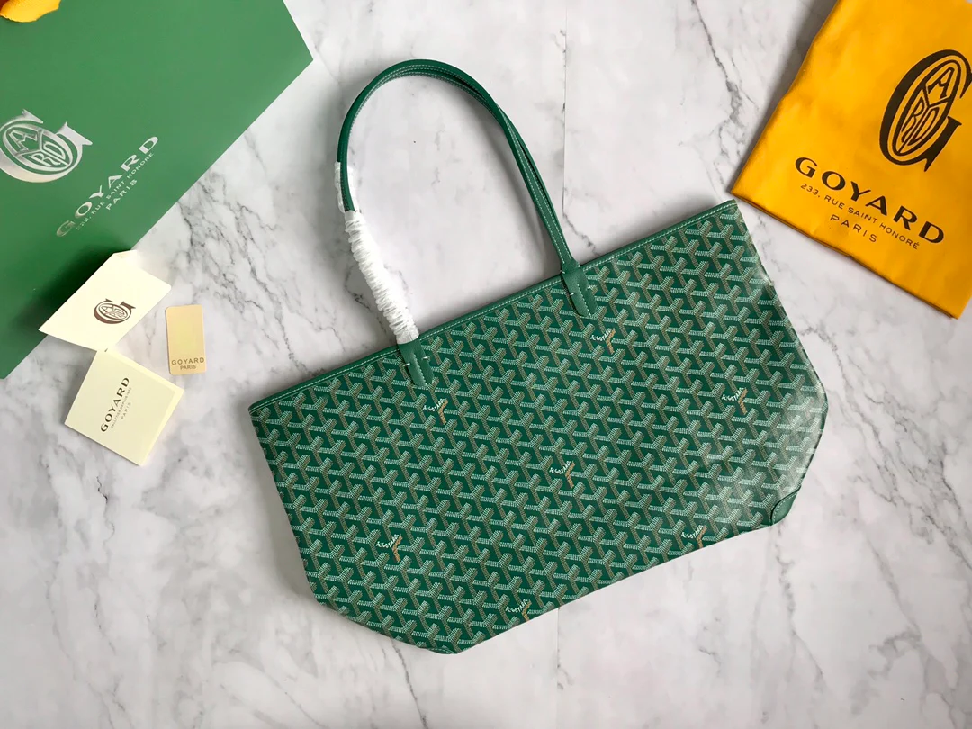 Большая сумка-тоут Goyard на молнии - зеленая