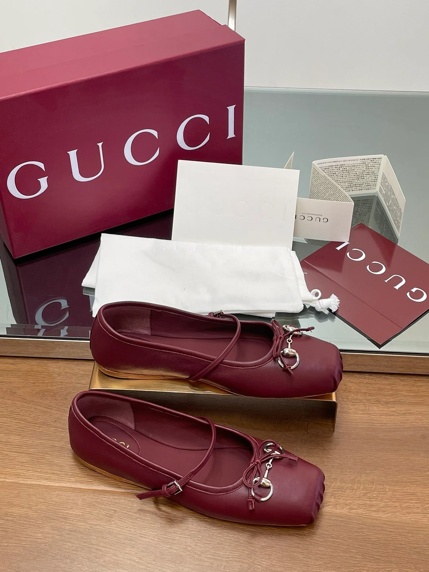 Туфли Gucci 2024 Barre - бордовые