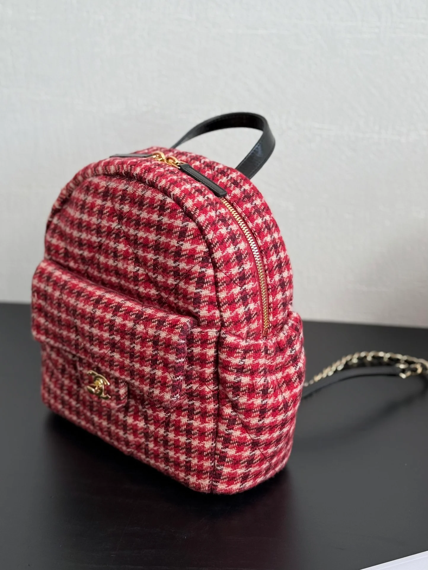 Рюкзак Chanel в клетку ?гусиная лапка? — красный