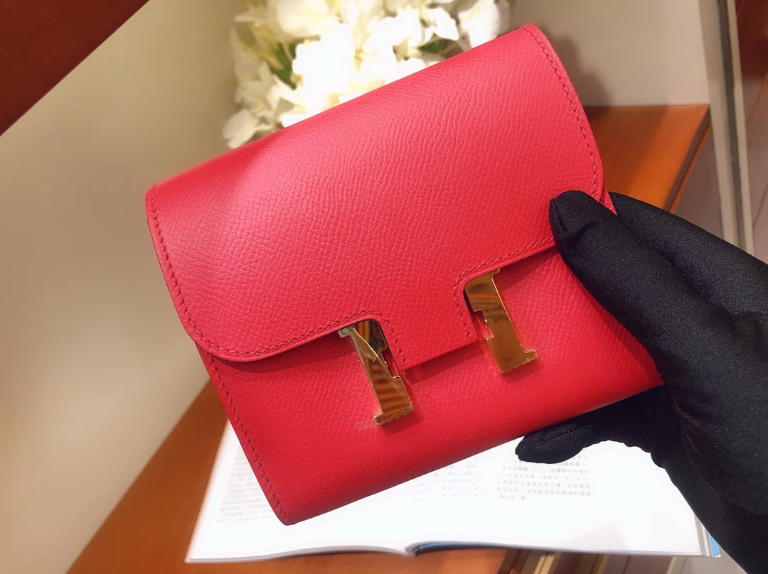 Кошелек Hermes Constance Short Wallet - Epsom - Extreme Pink - Gold Pull