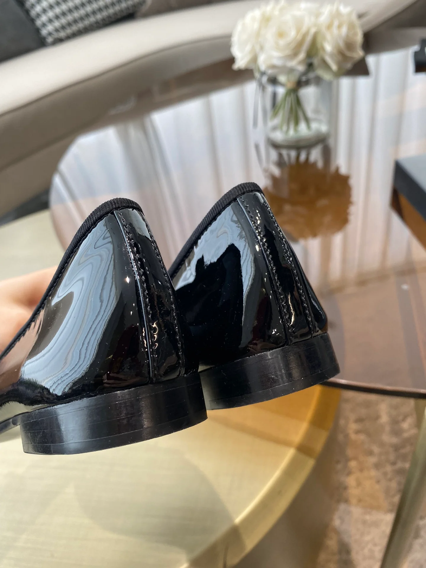 Балетки Chanel - глянцевые черные