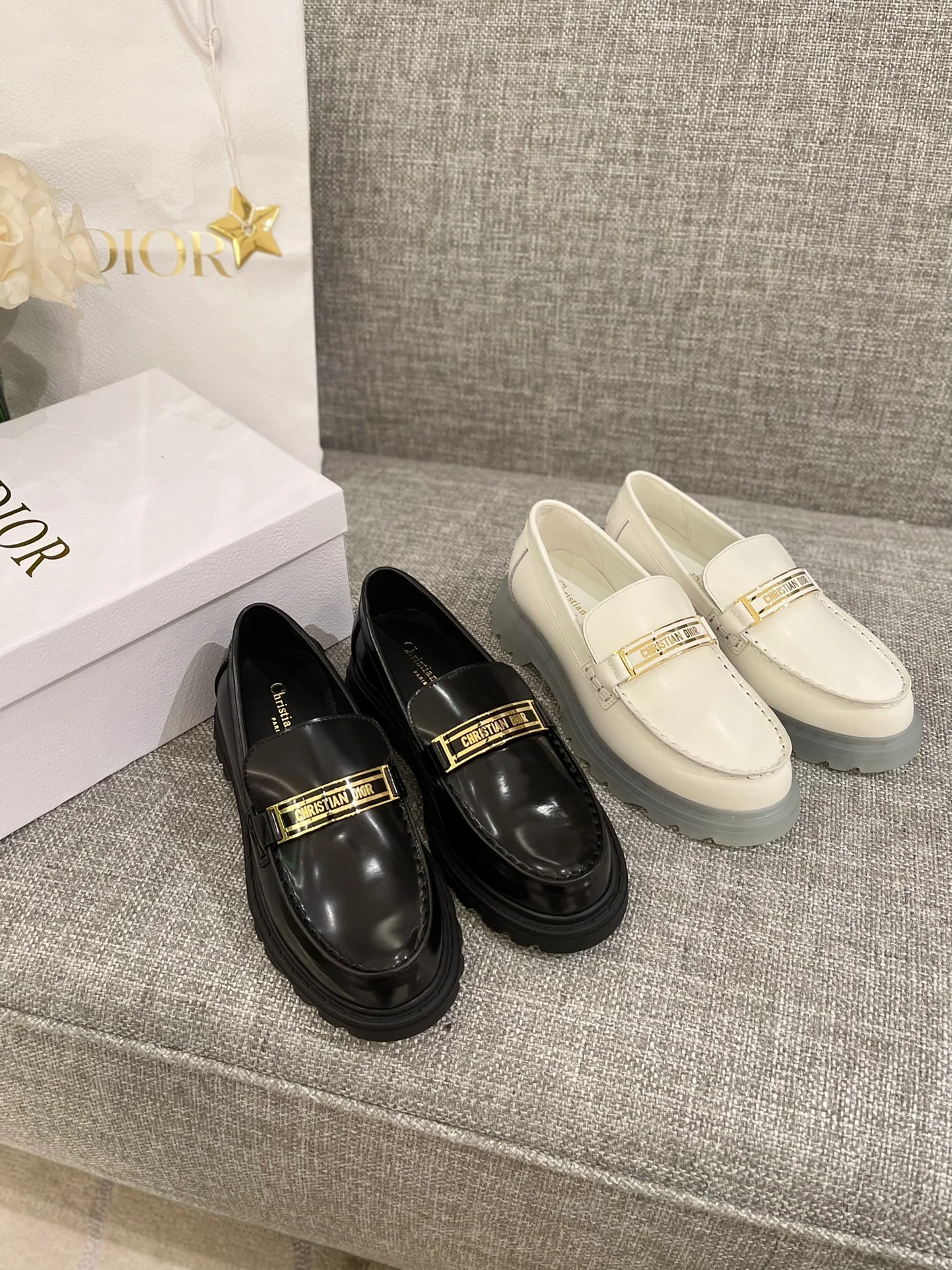 Кожаные туфли на платформе Dior Crystal