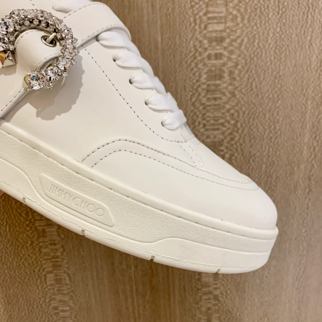 Кроссовки Jimmy Rhinestone Buckle White Sneakers Series - Облегающая обувь - 3