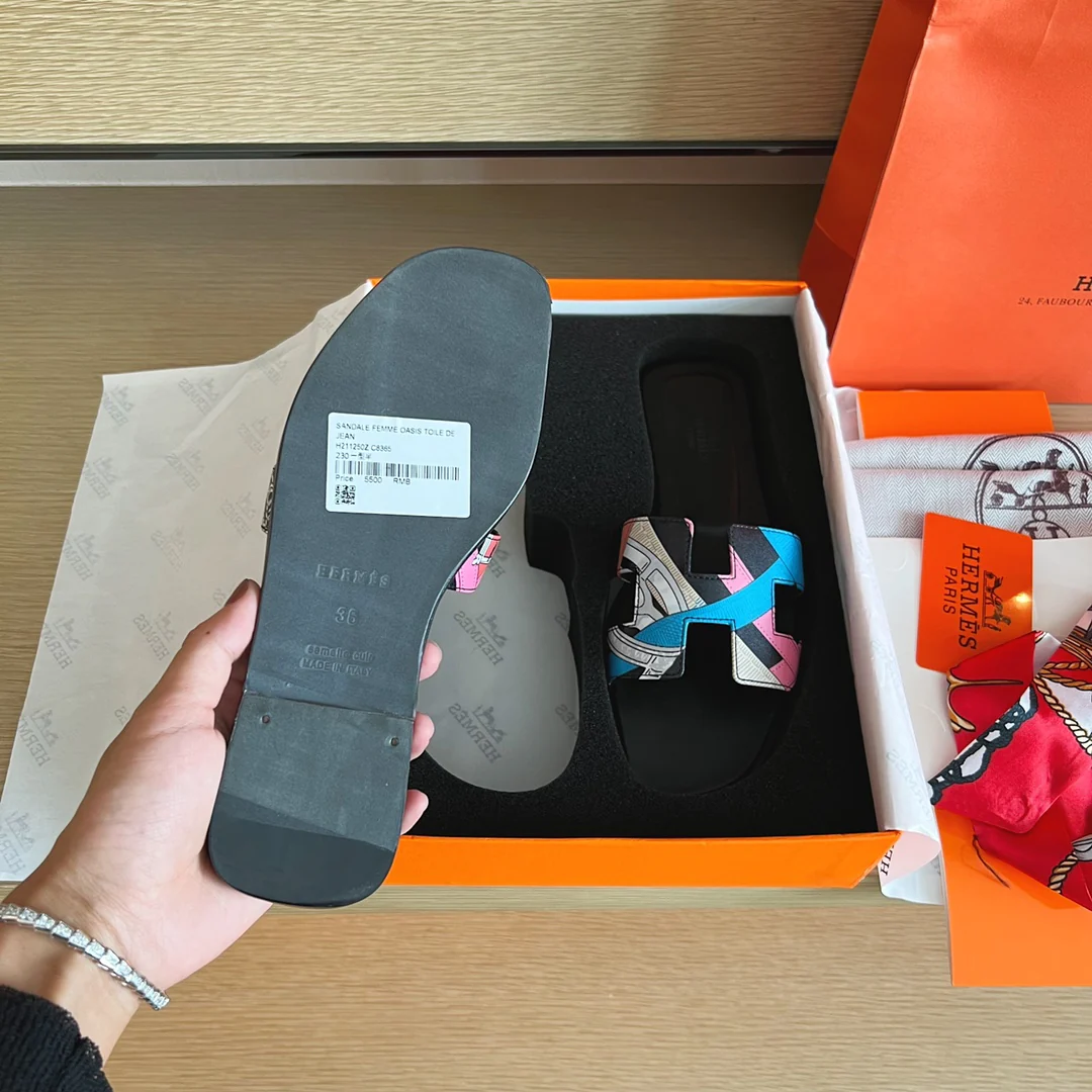 Классические тапочки Hermes H — улучшенная упаковка — черные