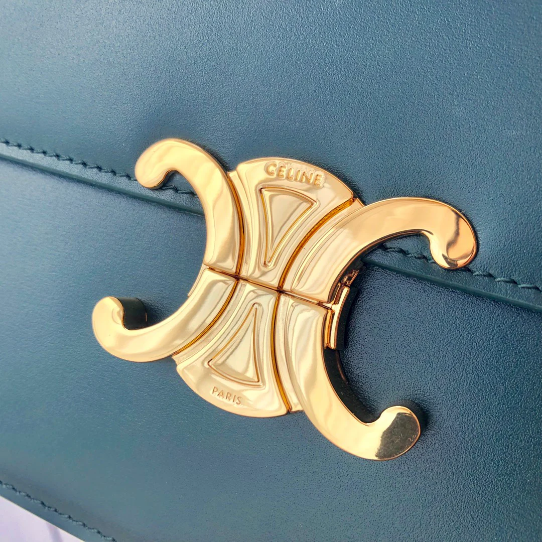 Celine Triomphe Medium Calfkin Dark Green