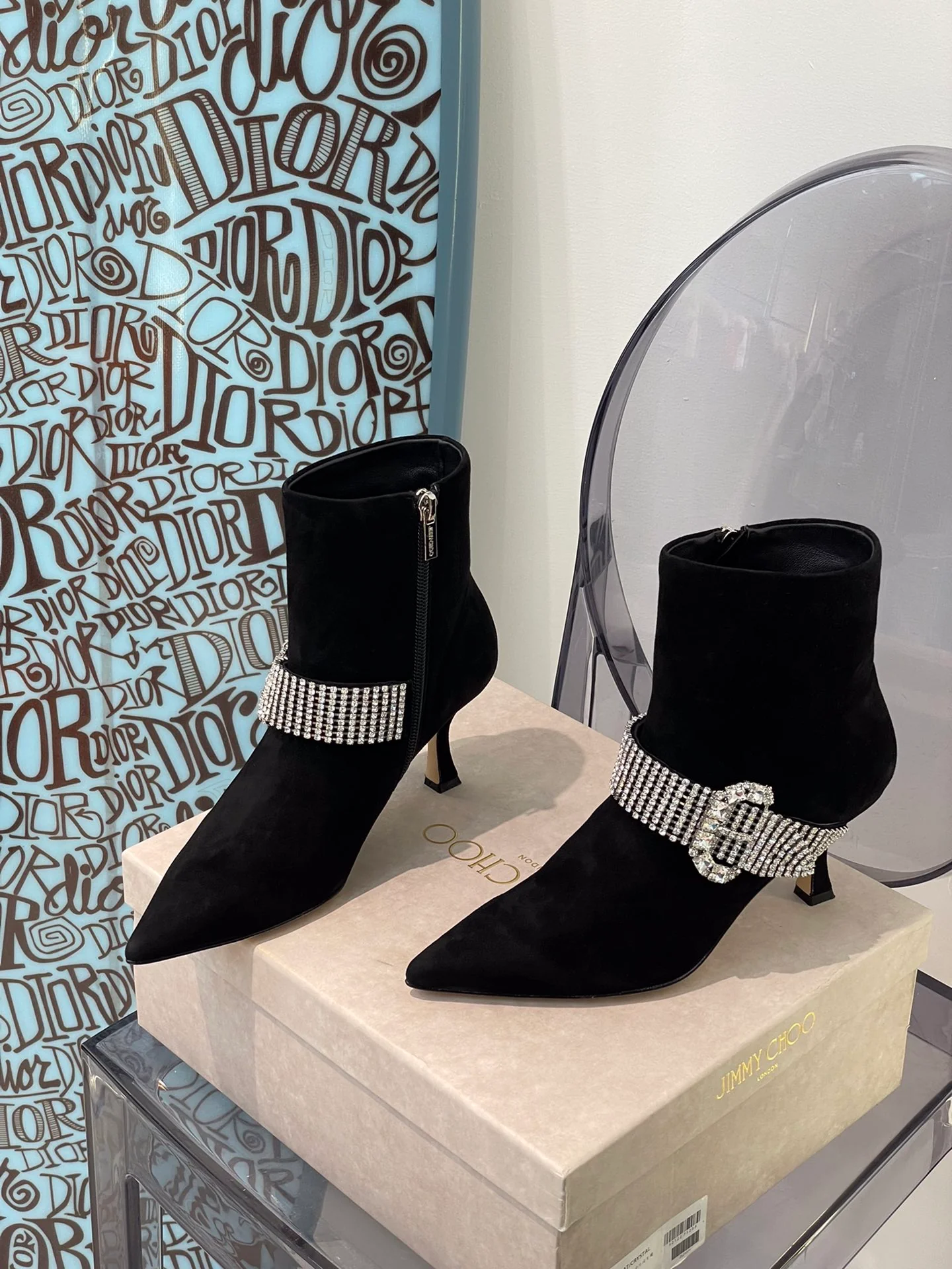 Ботильоны Jimmy на шпильке со стразами - 2 шт.