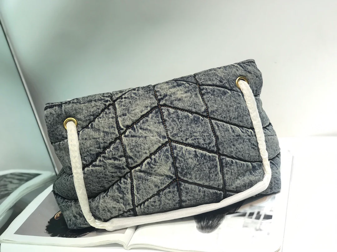 Сумка YSL Puffer Denim Textured Handbag - Большой размер