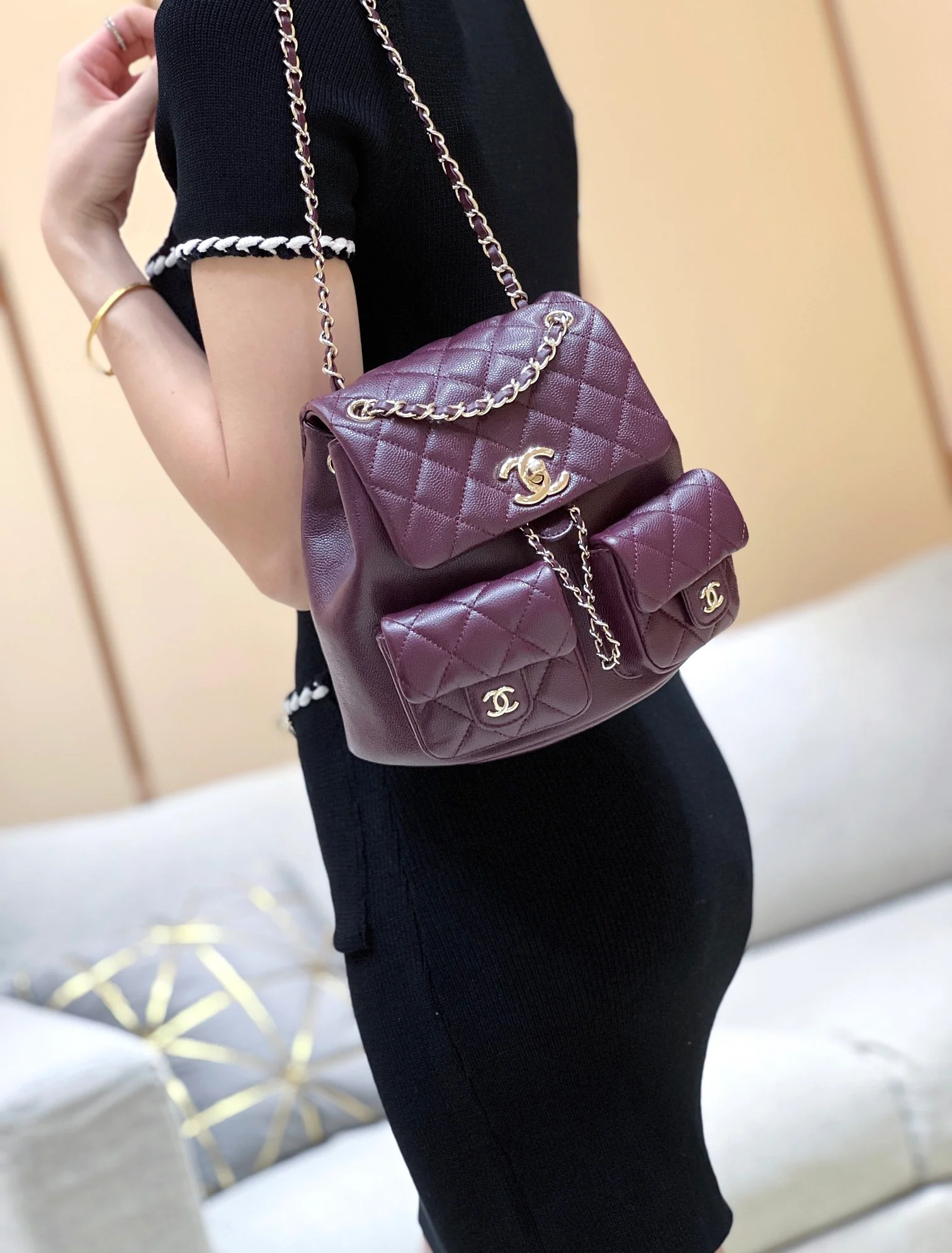 Рюкзак Chanel 24a-duma Frog, маленький, бордовый