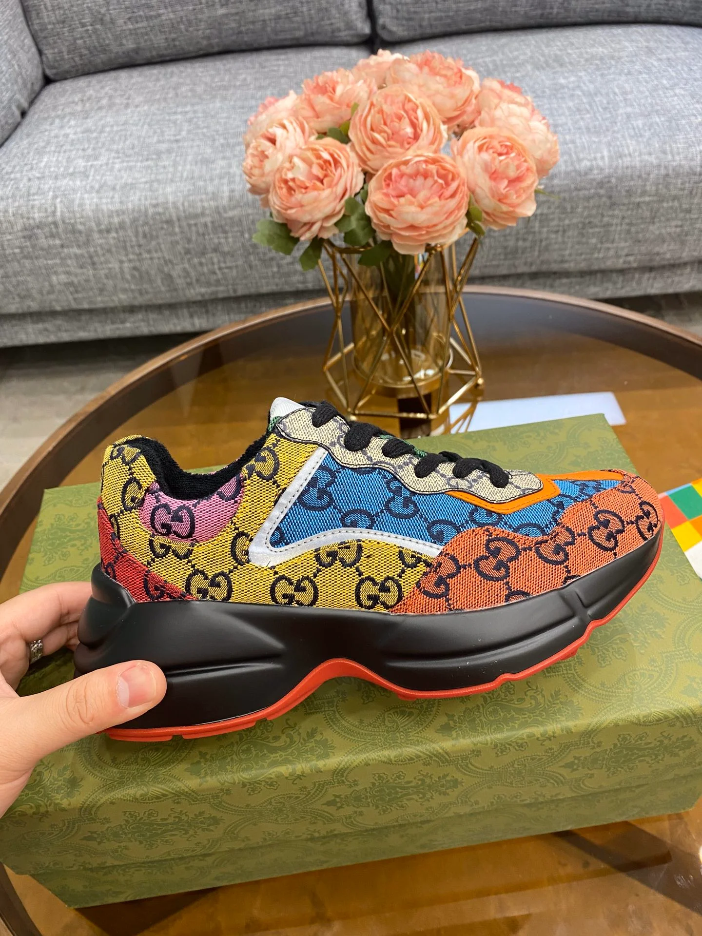 Массивные кроссовки Gucci - унисекс - 20