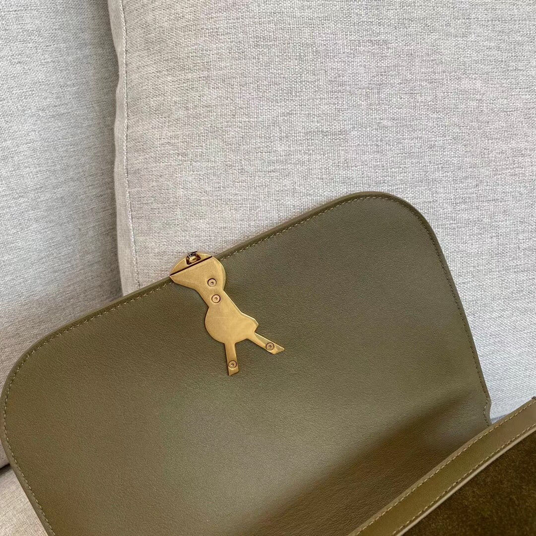 Булочка YSL Solferino Tofu — замша — зеленая