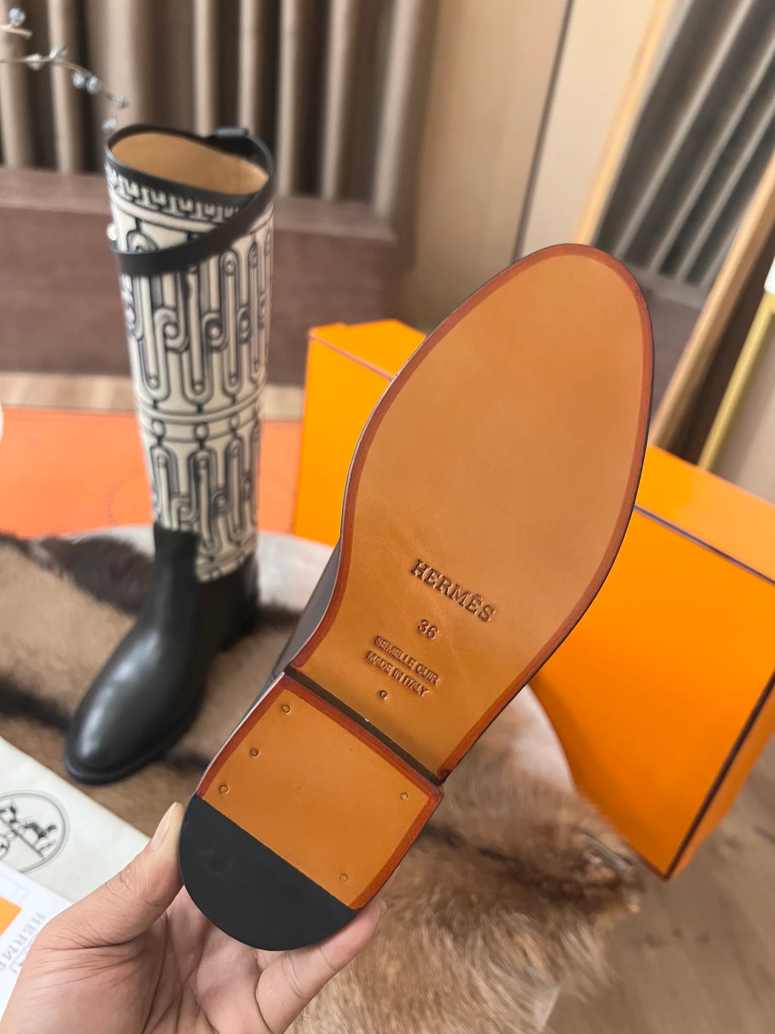 Кожаные сапоги Hermes Rider 2024 - черные