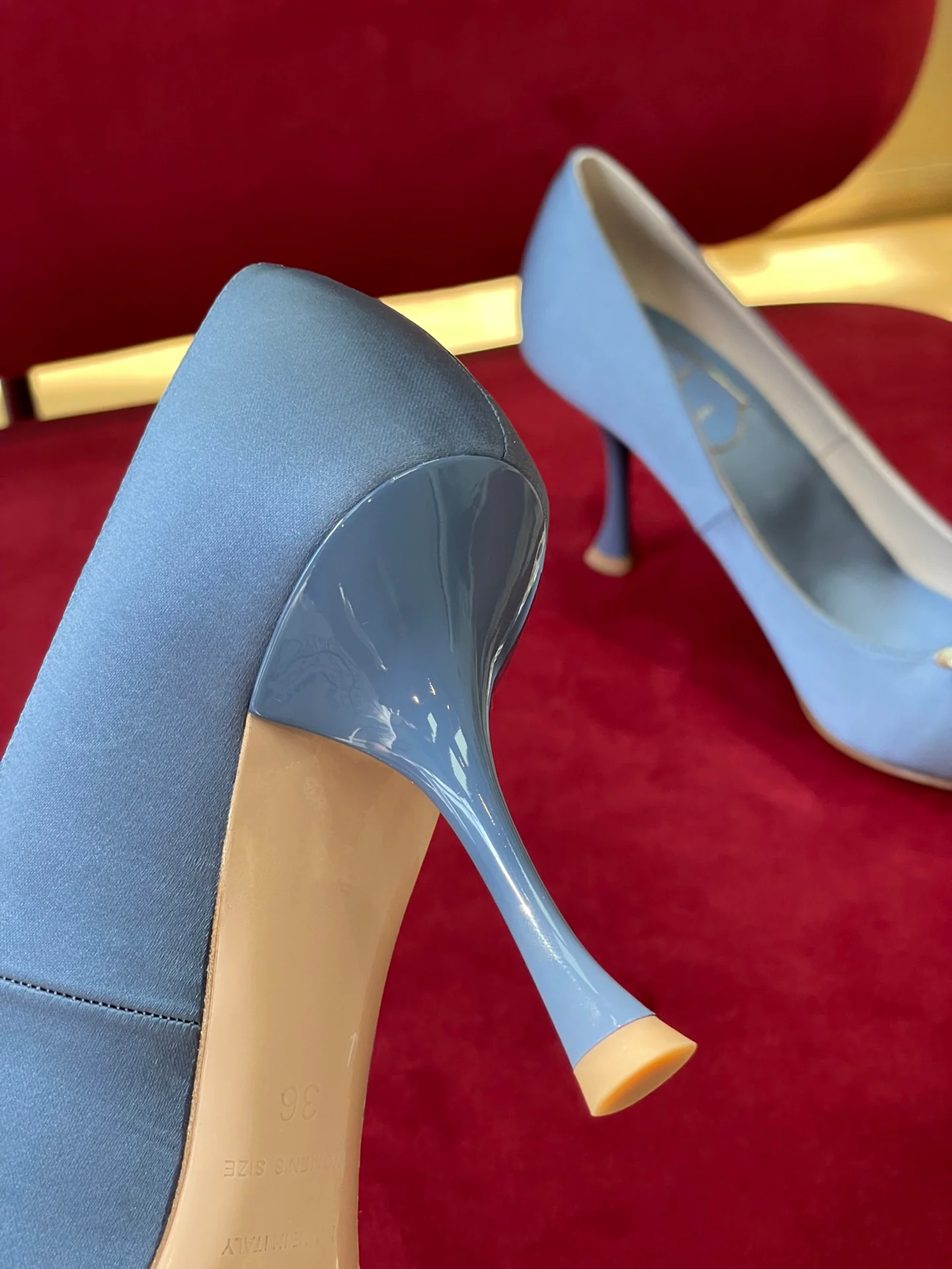 Туфли RV - ручная работа со стразами Swarovski - туфли на высоком каблуке - синие