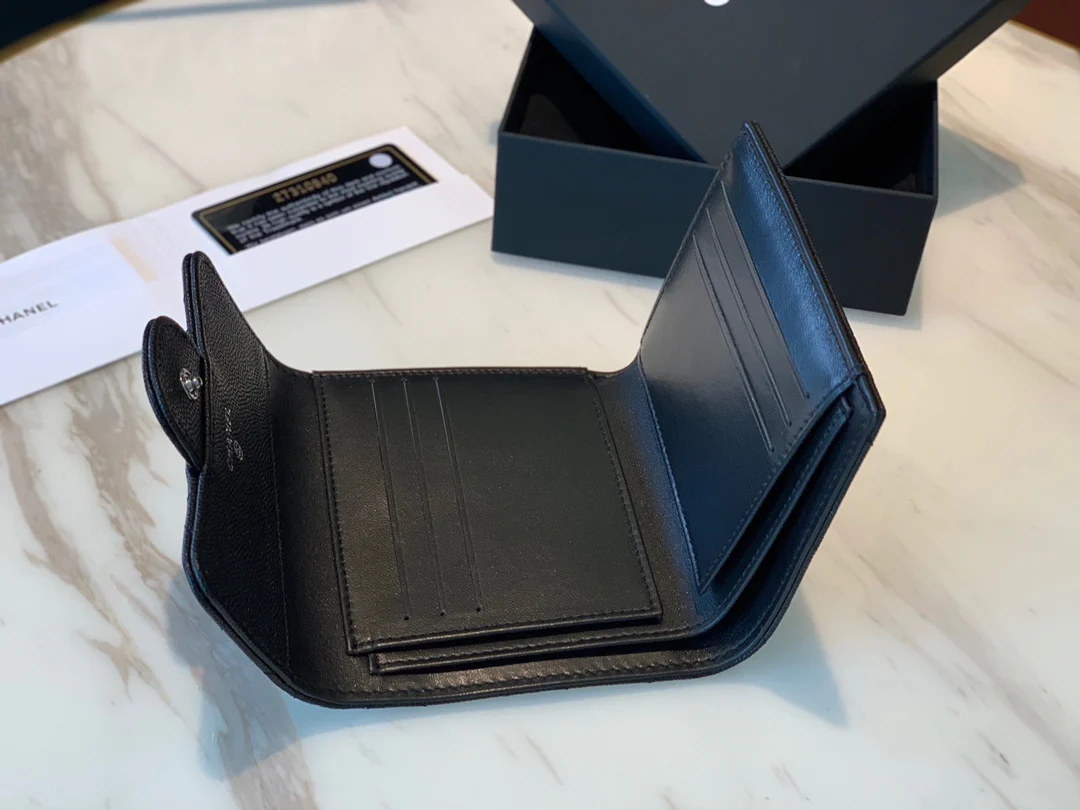 Кошелек Chanel Classic Bulb Pattern - CF - черный с серебряной пряжкой