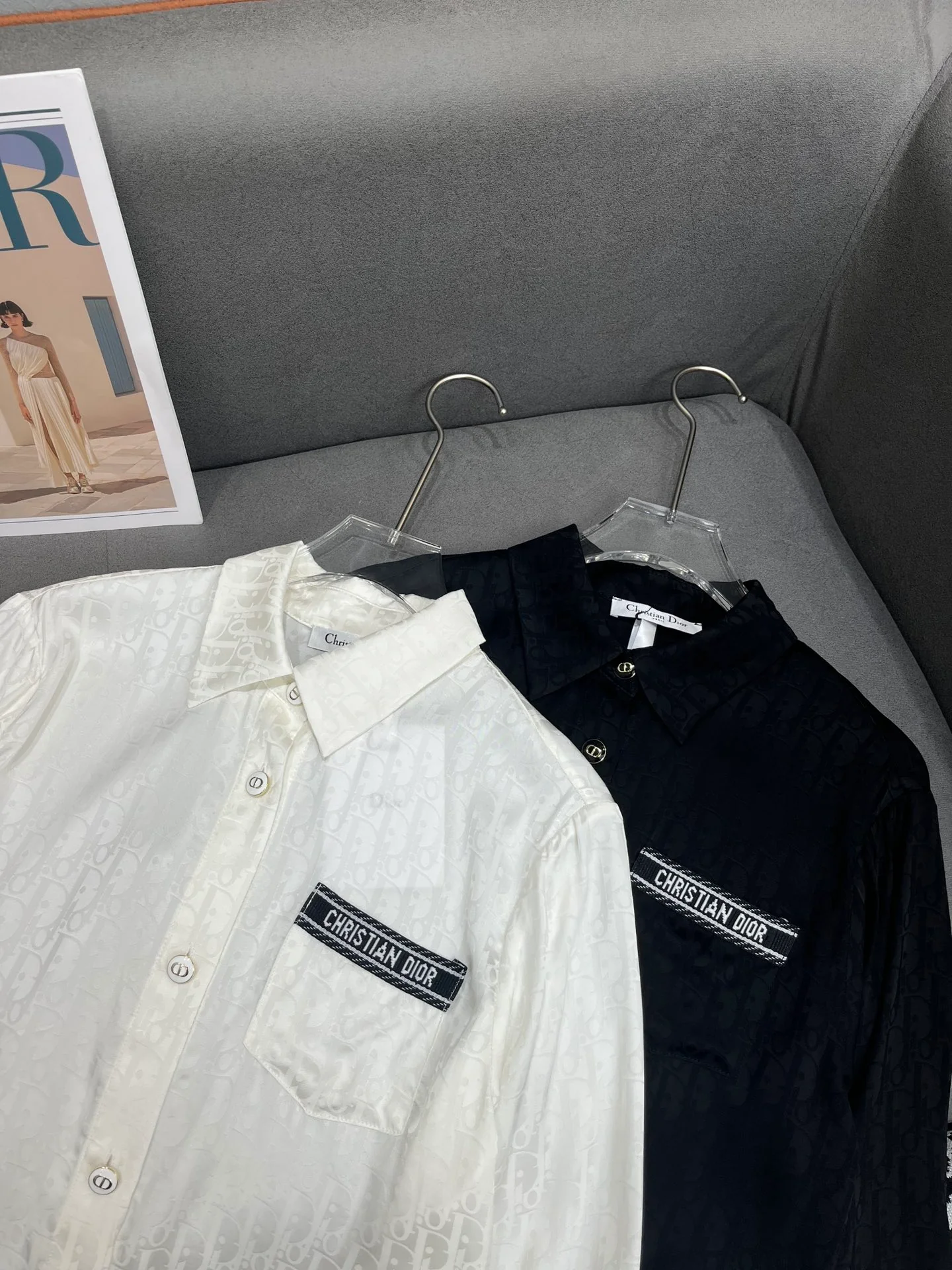 Новая рубашка с длинными рукавами Dior 2403-24ss весна/лето, белая.