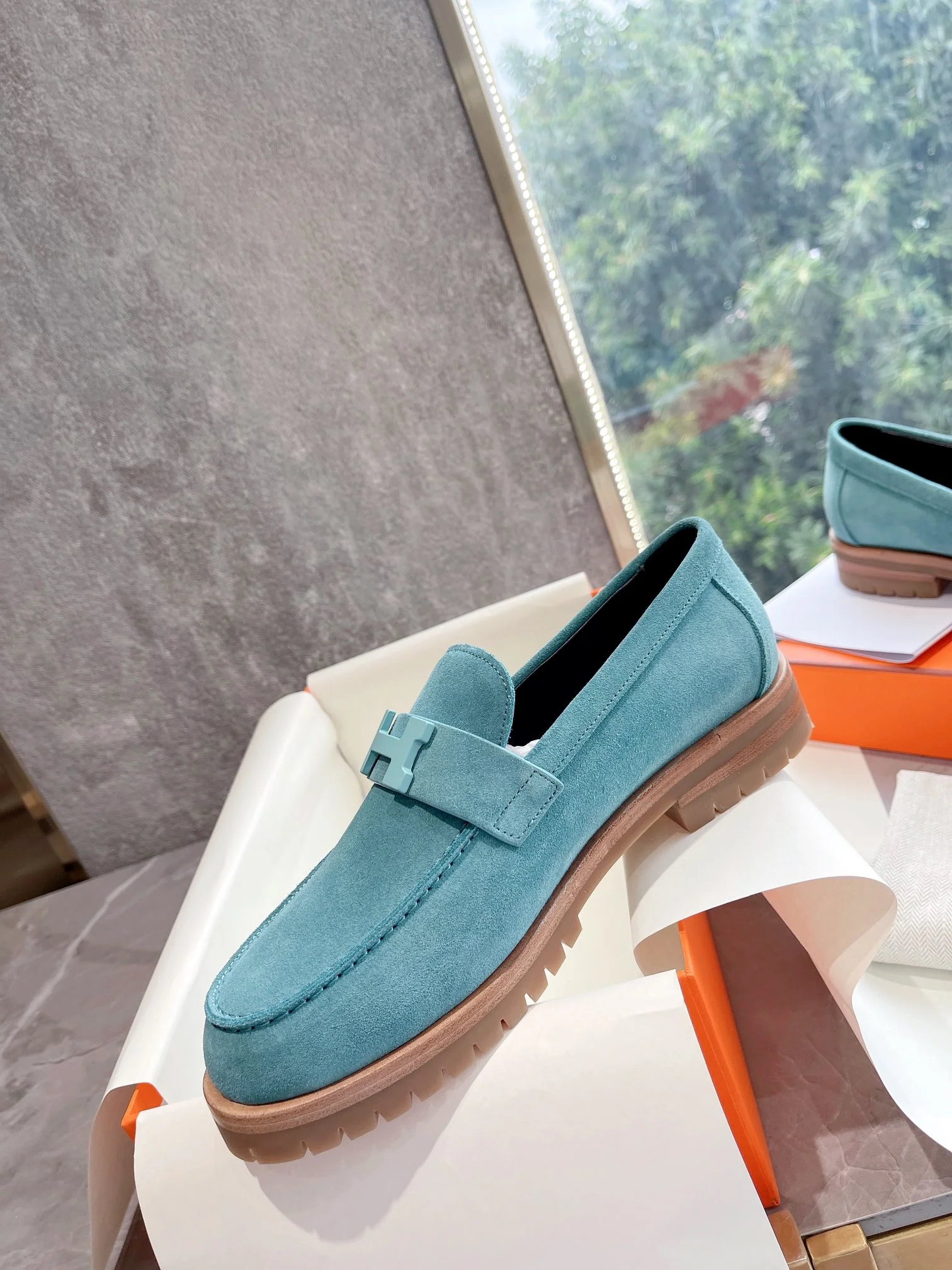 Лоферы Hermes 22FW - синие