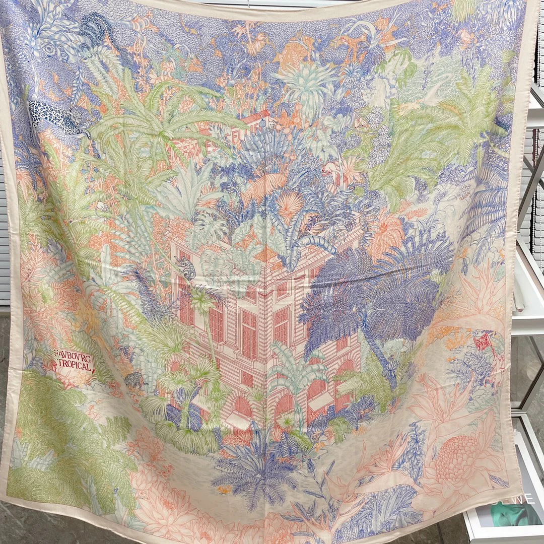 Большой двусторонний шарф Hermes - 140 см - 30 - Шелк 70 - Шерсть - 3