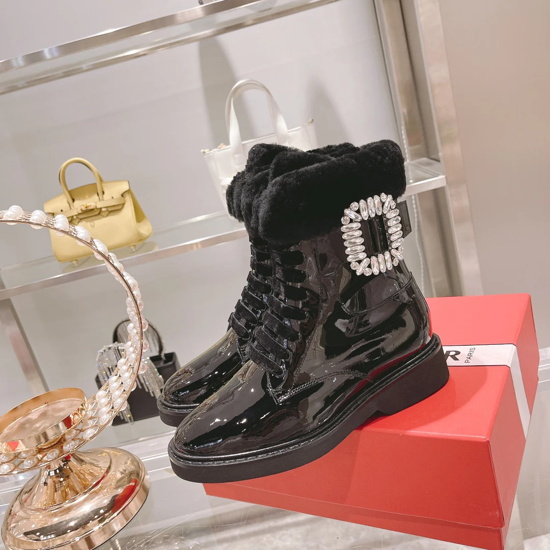 Новые шерстяные ботильоны RV осень/зима 2021 с пряжкой и стразами.