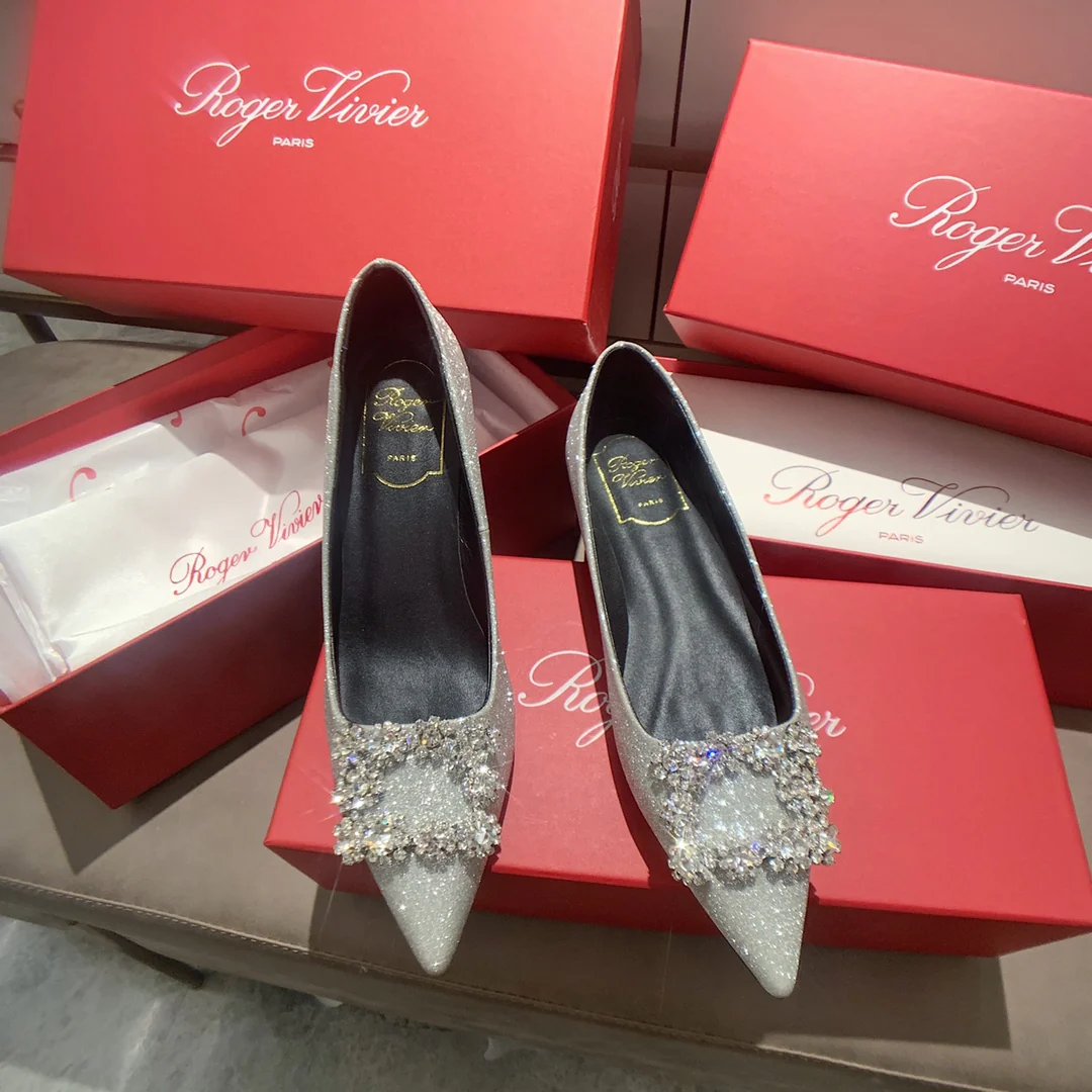 RV - Плоское дно - Шелк с пряжкой из страз - Серебристый