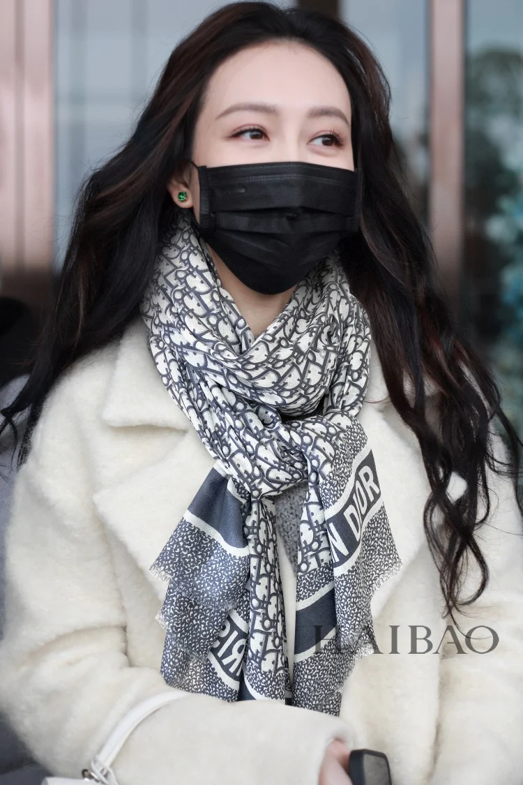 Длинный шарф Dior Letter - 70 см - 200 см - 100% кашемир - серый