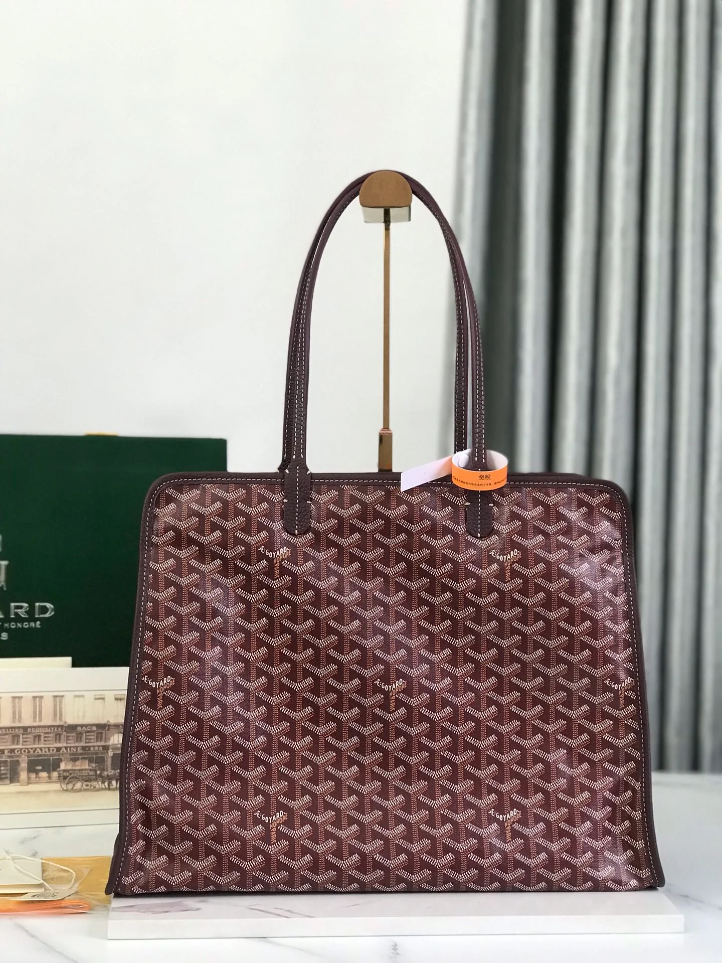 Маленькая складная холщовая сумка Goyard - бордовая.