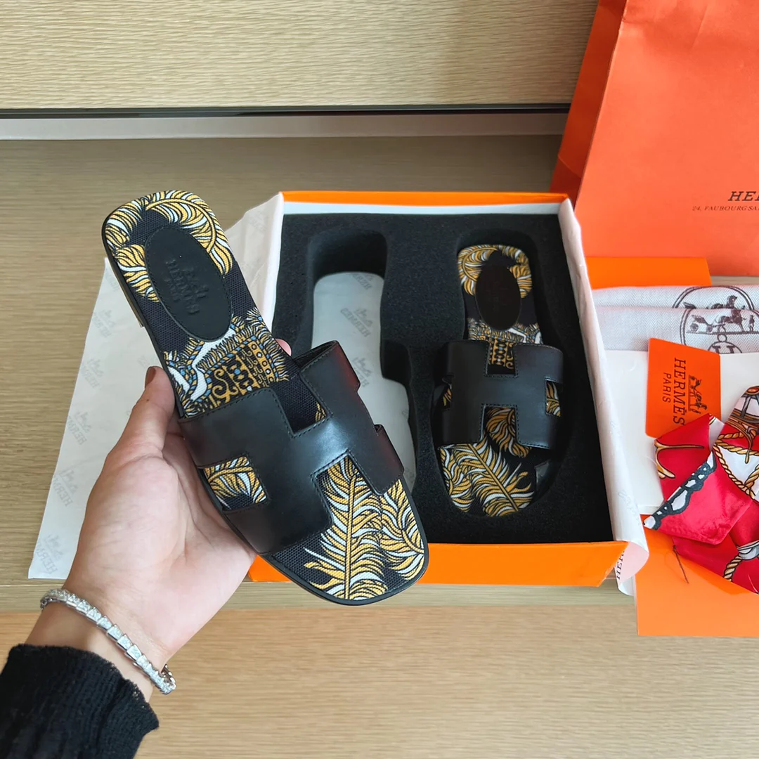 Тапочки Hermes-h Flat Slippers-1