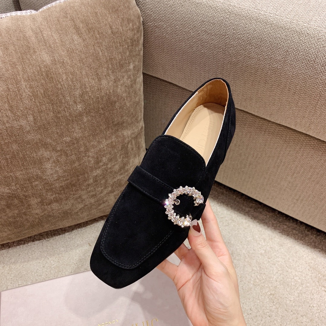 Лоферы Jimmy Sparkling Crystal - черные