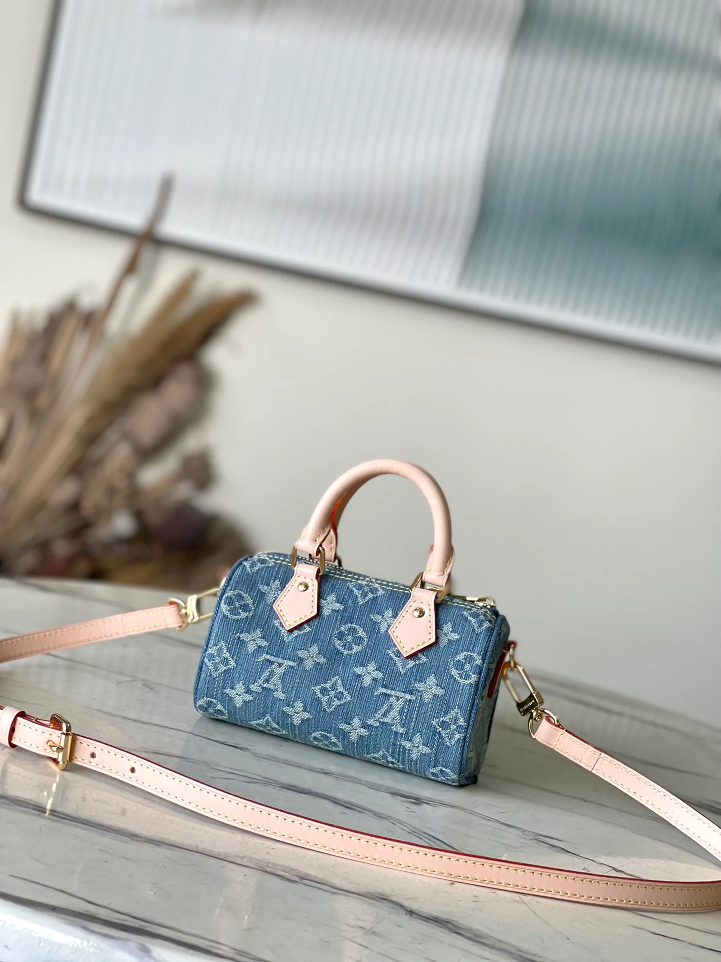m82950-LV-nano-speedy-pillow bag-denim-handbag/crossbody bag